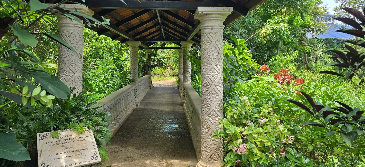 El Puente de los Suenos (Bridge of Dreams) stone walkway through the garden