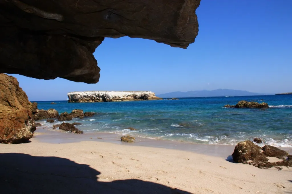 View of the Marietas Islands from inside a sea cave