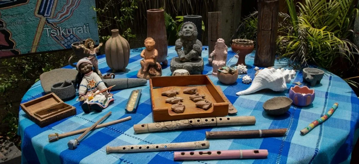 Mesoamerican crafts and instruments on display at Planeta Cacao