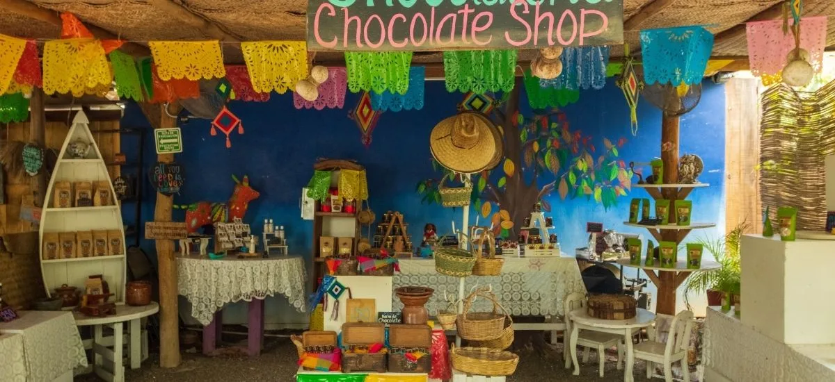 Colorful chocolate shop at Planeta Cacao